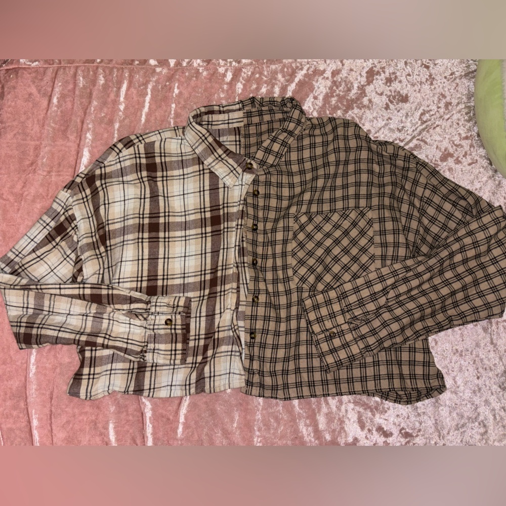 Cropped flannel, double pattern